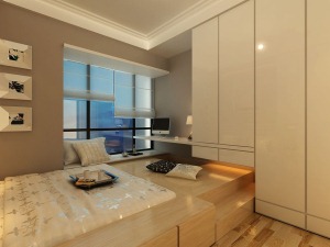 广州富力天禧78平米两居室现代简约卧室效果图