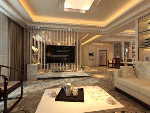 广州星汇文瀚154平米三居室现代风格效果图