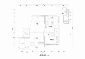 广州合一国际87平米复式现代风格二层平面布置图