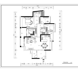 广州金山谷93平米三居室现代简约风格布置图
