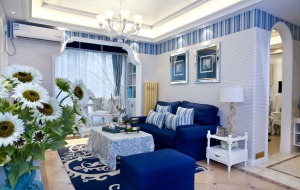 美加格裝飾 89平 二居室 造價10萬 浪漫地中海風格 客廳