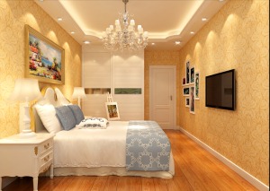 欧式三居室卧室壁纸装修效果图