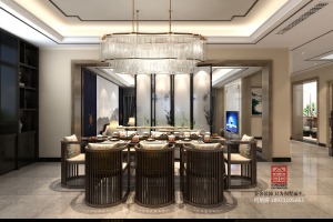 餐厅石家庄西山花园装修效果图300平米新中式风格设计图餐厅效果图