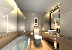 【卫生间】卫生间干湿隔离，浴室镜方圆搭配，扩大了空间感，柔和的灯光使得浴室也富有情调。