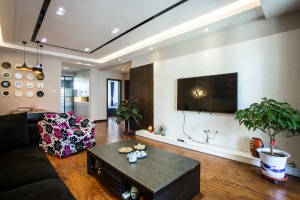 三居室现代简约时尚舒适设计 电视墙效果图