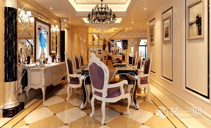 新古典欧式装修风格效果图 餐厅以及客厅