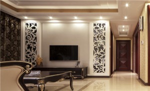 三居室简约欧式风格效果图 客厅电视背景墙