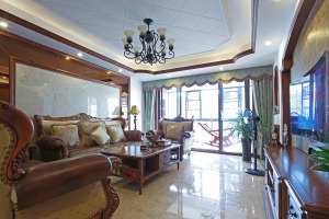 南昌天使水榭湾140平米三居室美式风格客厅