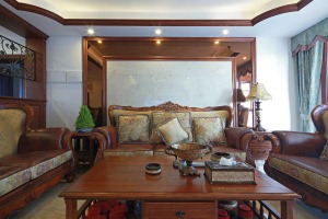南昌天使水榭湾140平米三居室美式风格沙发背景