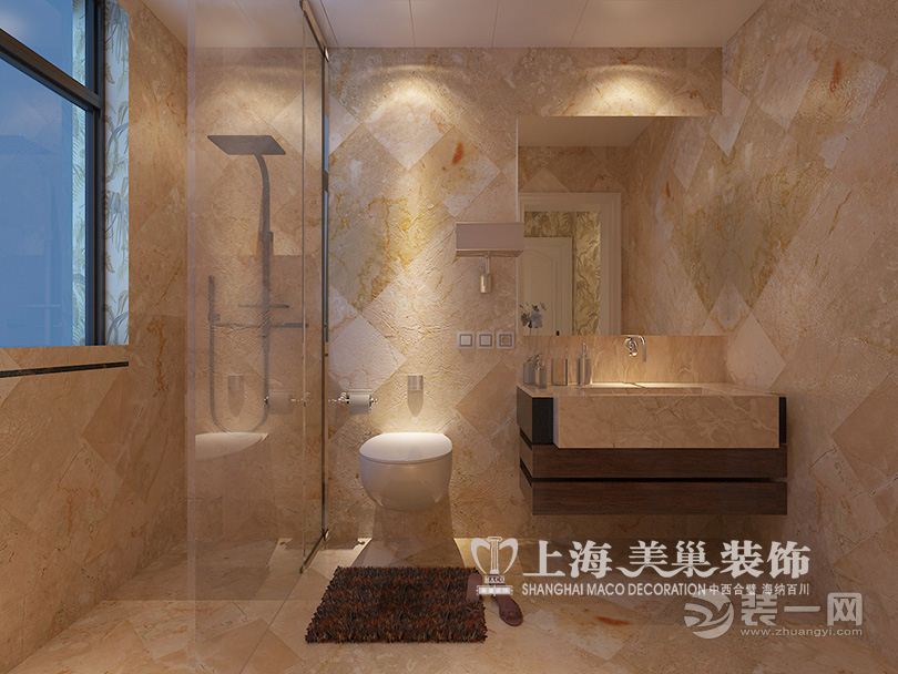 郑州二号城邦双拼160平四居室美式风格装修卫生间