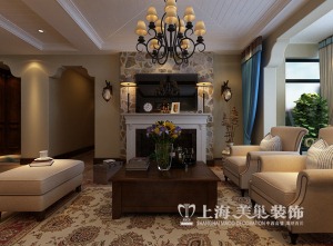 郑州二号城邦双拼160平四居室美式风格装修效果图
