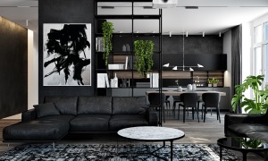 客厅整体现代大方的空间基调，布置上舒适的家具软装与细节装饰，在无主灯的空间氛围下，呈现出一种自然优雅