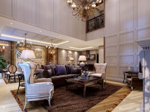 郑州亚星盛世云水居178平欧式风格大平层客厅