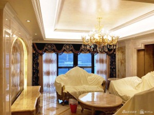 郑州名门翠园242平大户型简欧风格装修客厅