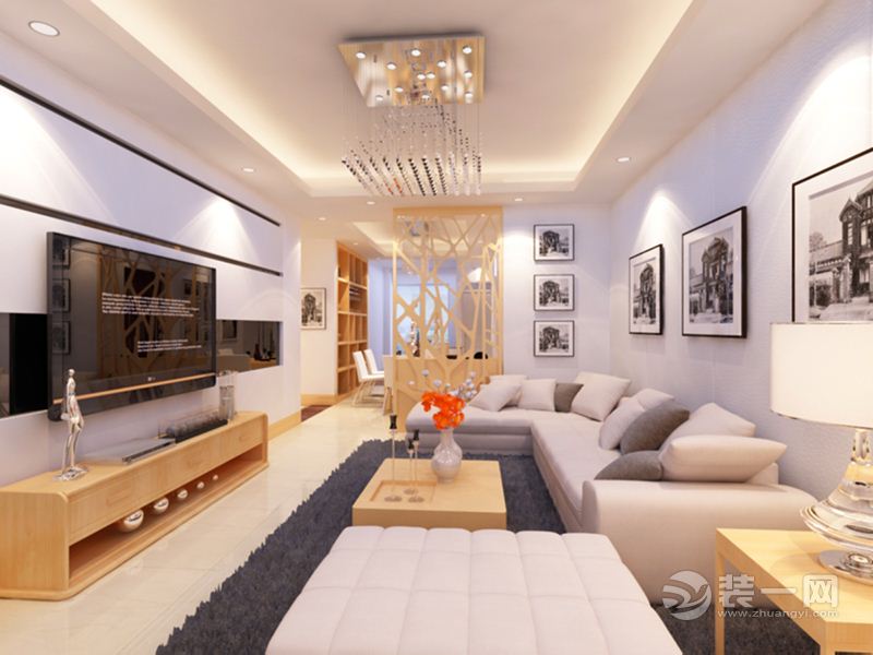 凤梧佳苑 89平 二居室 造价9万 简约风格现代客厅