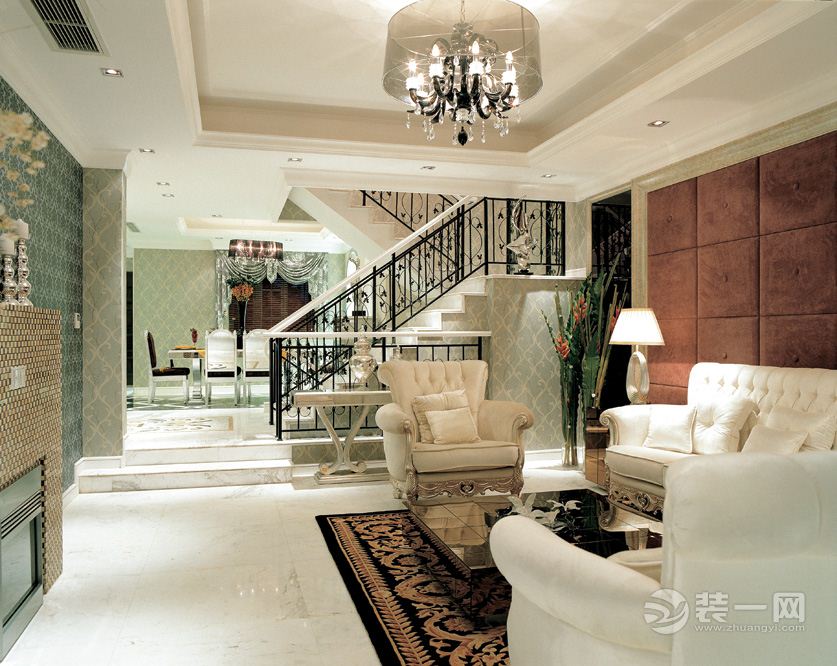 上海尚景丽园200平米别墅简欧风格客厅