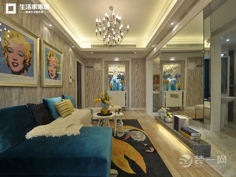 上海绿福公寓97平米两居室欧式风格客厅