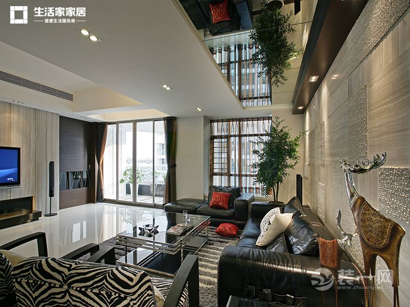 上海达安锦园140平米大户型现代简约风客厅