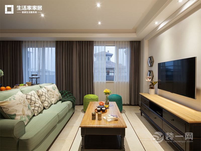 上海利星国际广场103平米两居室简美风格客厅