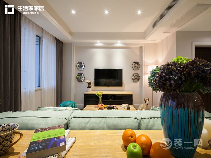 上海利星国际广场103平米两居室简美风格客厅