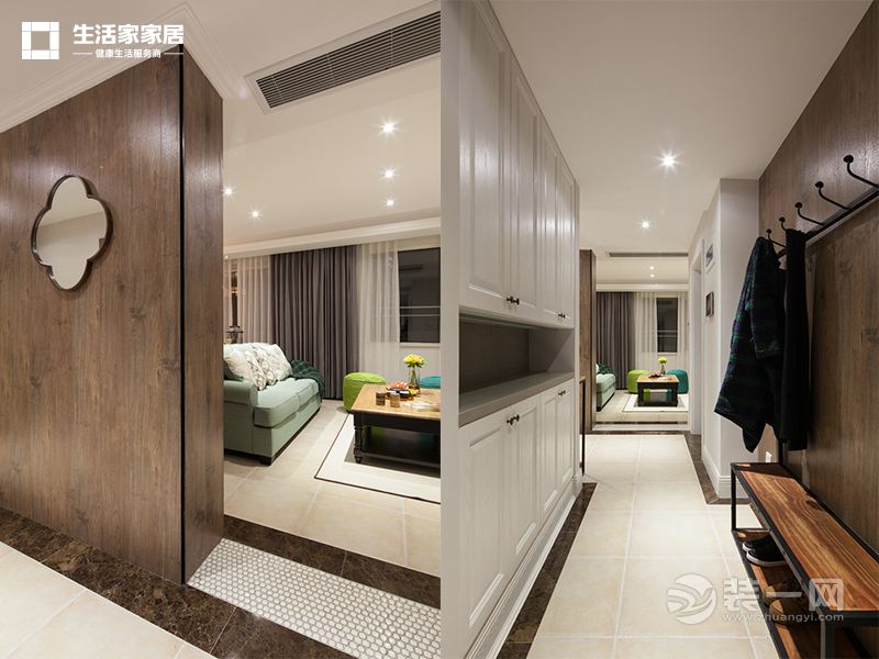 上海利星国际广场103平米两居室简美风格走廊鞋柜