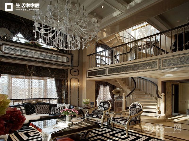 上海天籁园300平米别墅欧式风格客厅