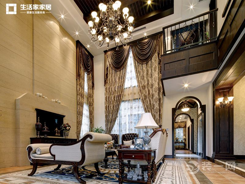 上海院子160平米别墅美式风格客厅