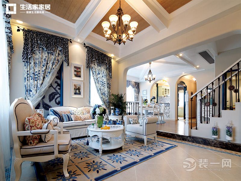 上海文翔名苑210平米别墅地中海风格客餐厅