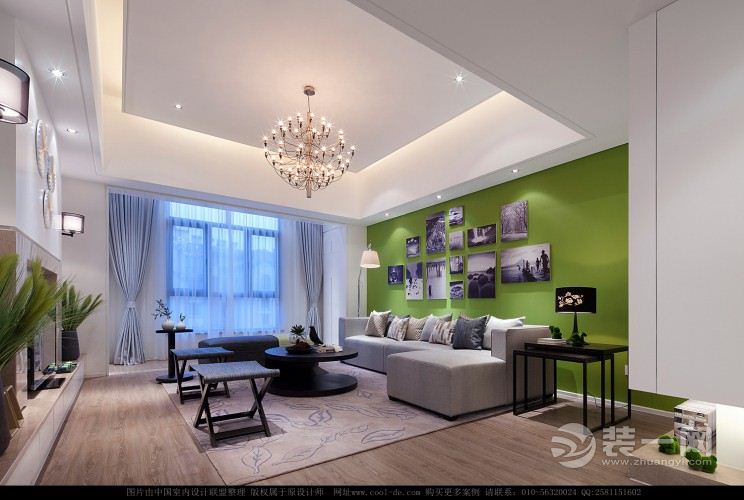 上海中大九里德123平米三居室简约风格客厅