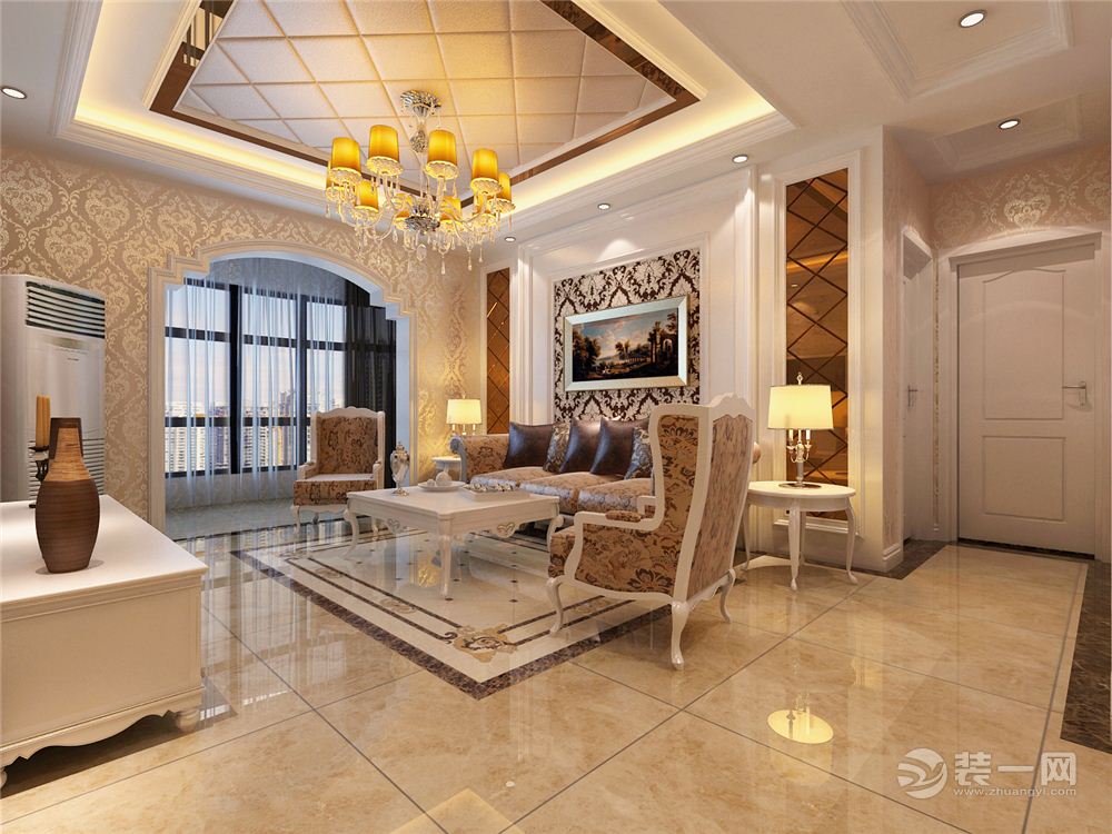 上海129平米三居室欧式风格客厅