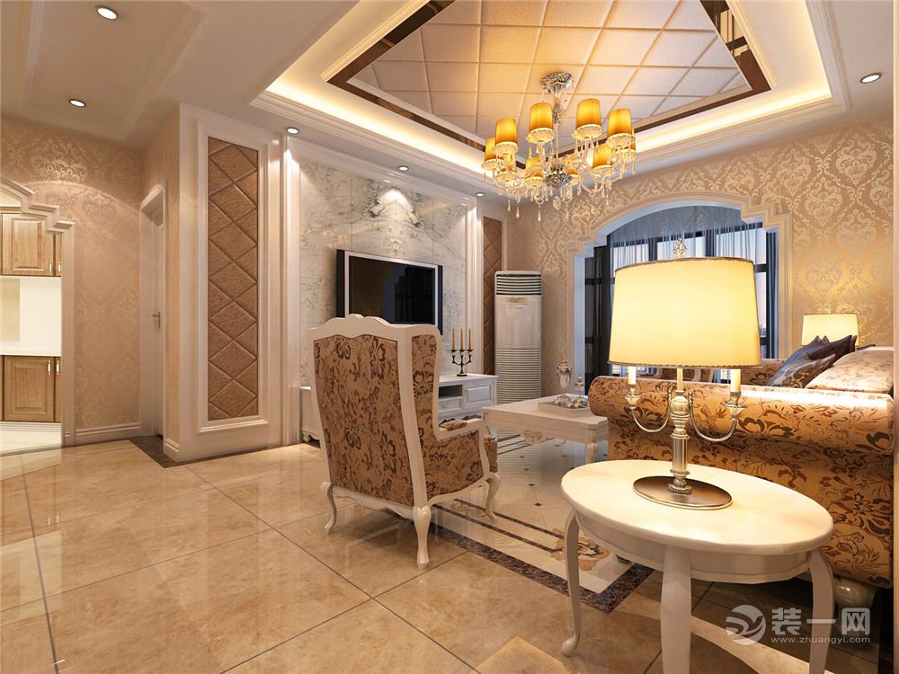 上海129平米三居室欧式风格客厅