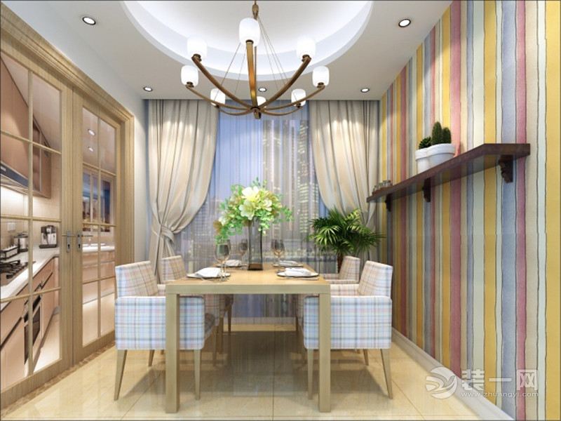 上海韵都城114平米三居室现代风格餐厅