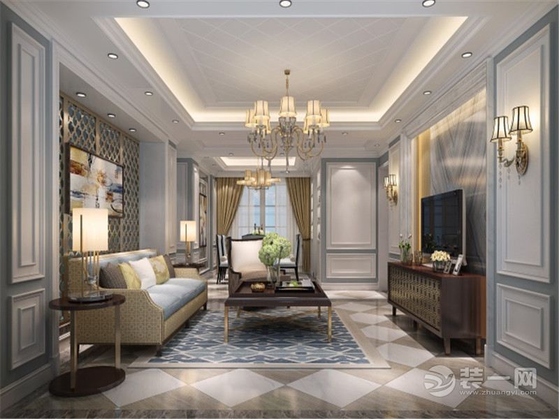 上海尊堡园330平米别墅欧式风格客厅