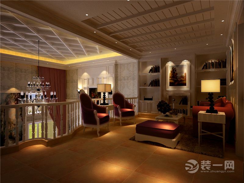 上海中海紫御豪庭252平米别墅中式风格客厅