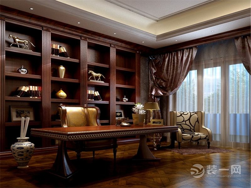 上海银亿领墅250平米别墅欧式风格书房