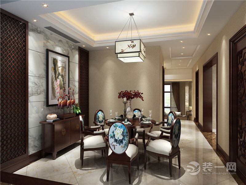 上海皇朝别墅343平米中式风格餐厅