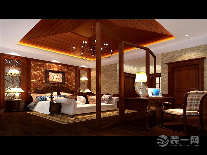 上海御墅花园245平米别墅中式风格卧室大图