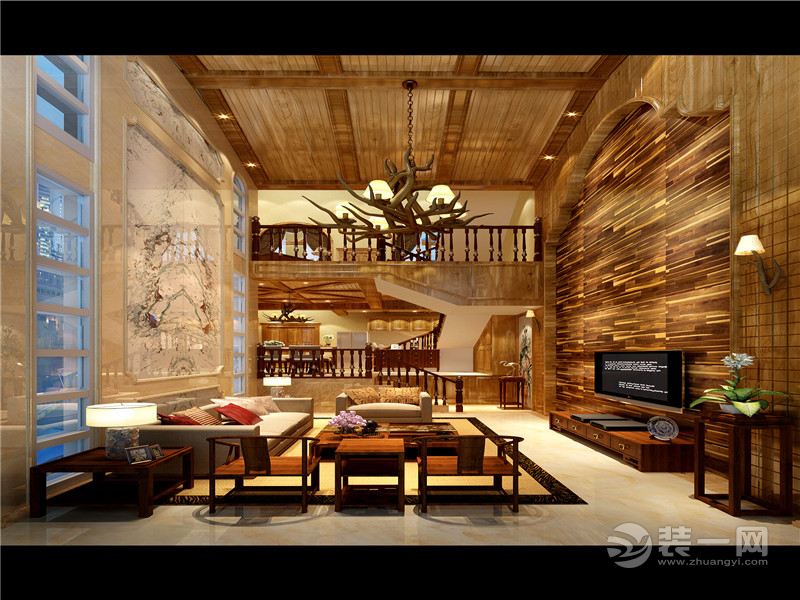上海兴国鸣园253平米别墅中式风格客厅大图