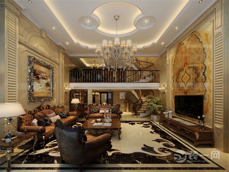 上海鸿凯湾绿苑160平米大平层美式风格客厅