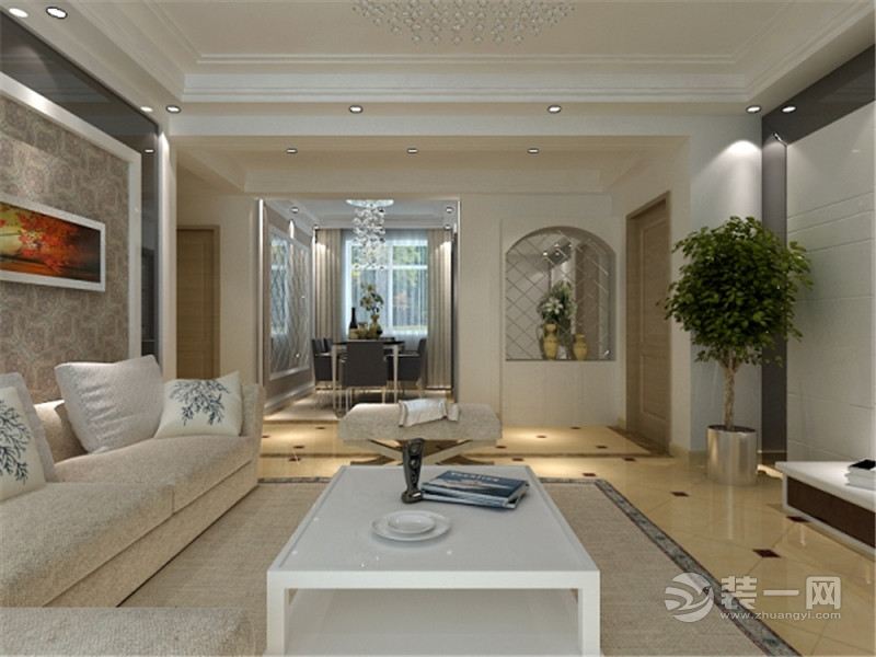 上海丁香公寓125平米三居室现代风格客厅