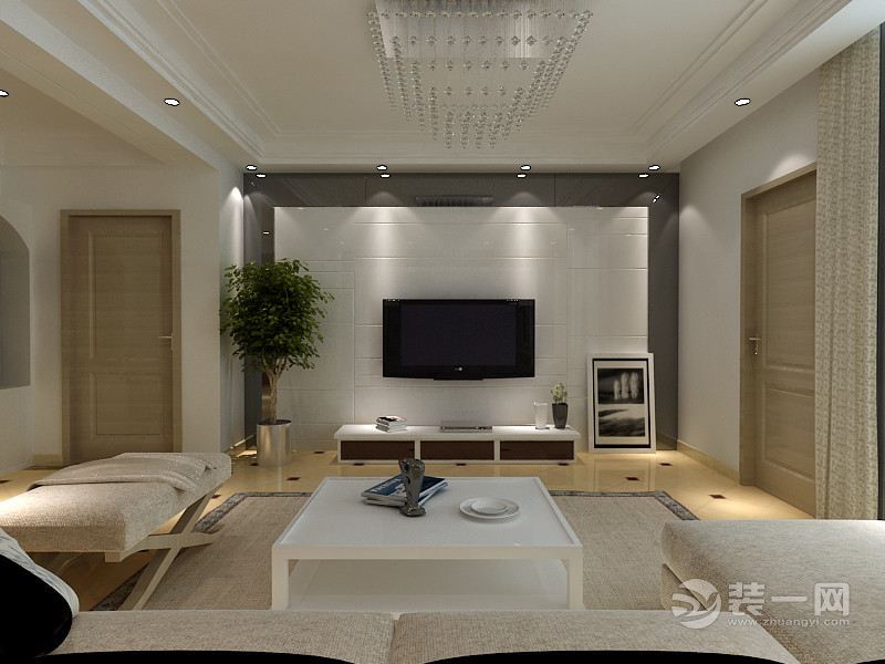 上海丁香公寓125平米三居室现代风格客厅