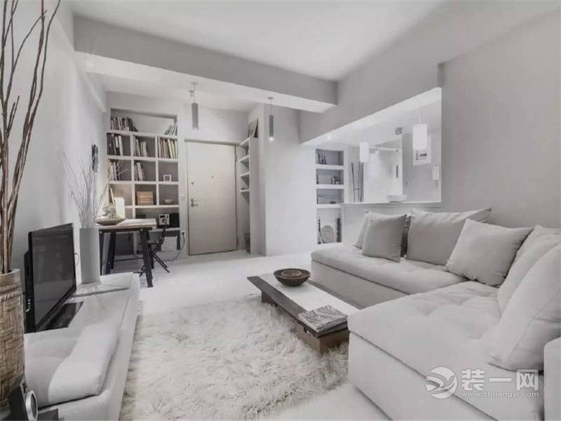 上海金色贝拉维102平米三居室白色宜家风格客厅