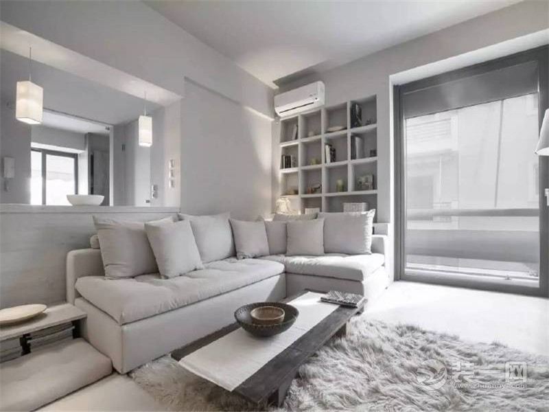 上海金色贝拉维102平米三居室白色宜家风格客厅