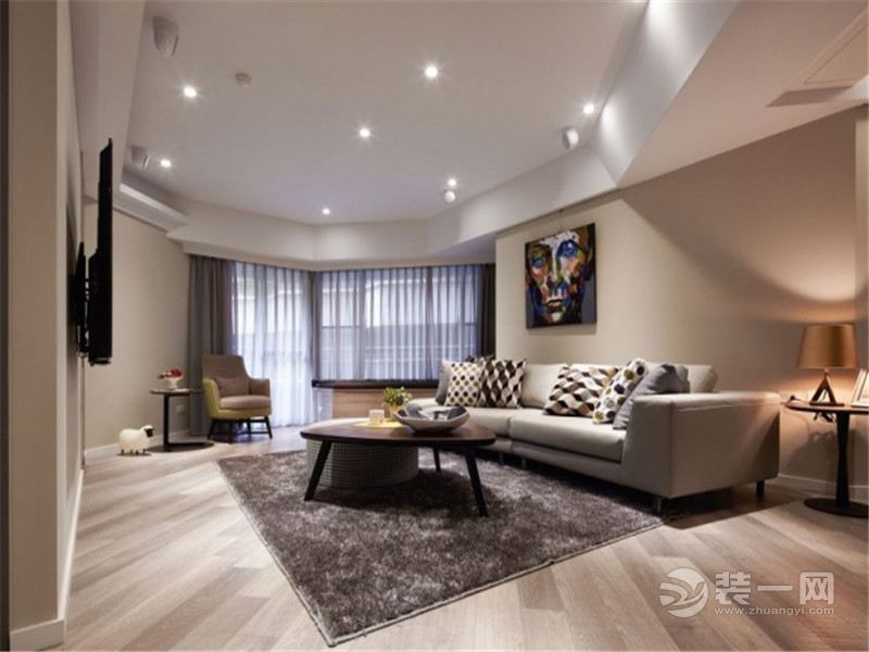 上海古龙公寓110平米三居室现代风格客厅