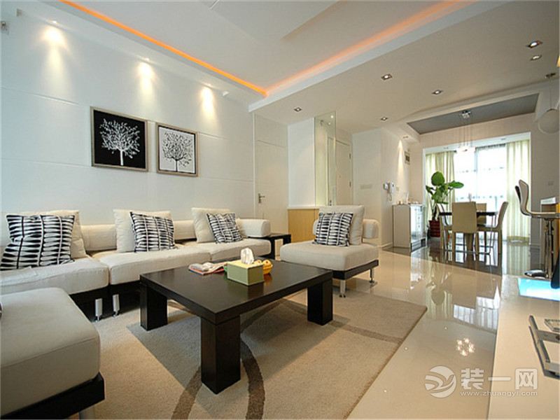 上海申江花苑90平米三居室简约风格客厅