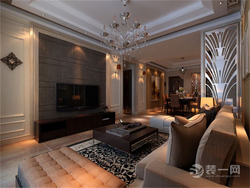 上海国际滨江城131平米大户型中式风格客厅