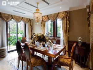 上海御墅花園252平米別墅典雅美式風格餐廳