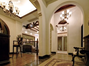 上海院子160平米别墅美式风格走廊 楼梯