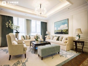 上海金光花苑115平米三居室欧式风格客厅