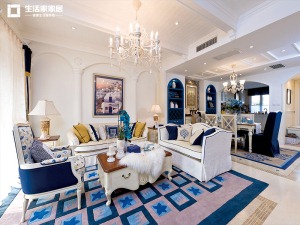 上海祥和名邸163平米别墅地中海风格客餐厅